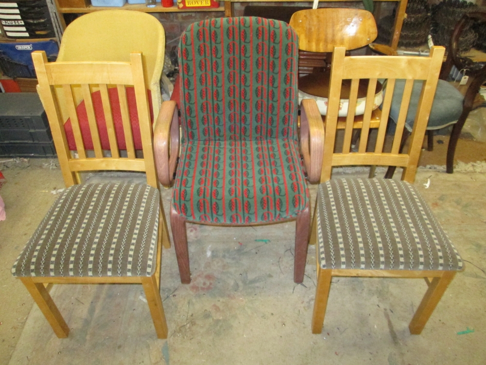 Chairs upholstered in London Transport Museum moquette